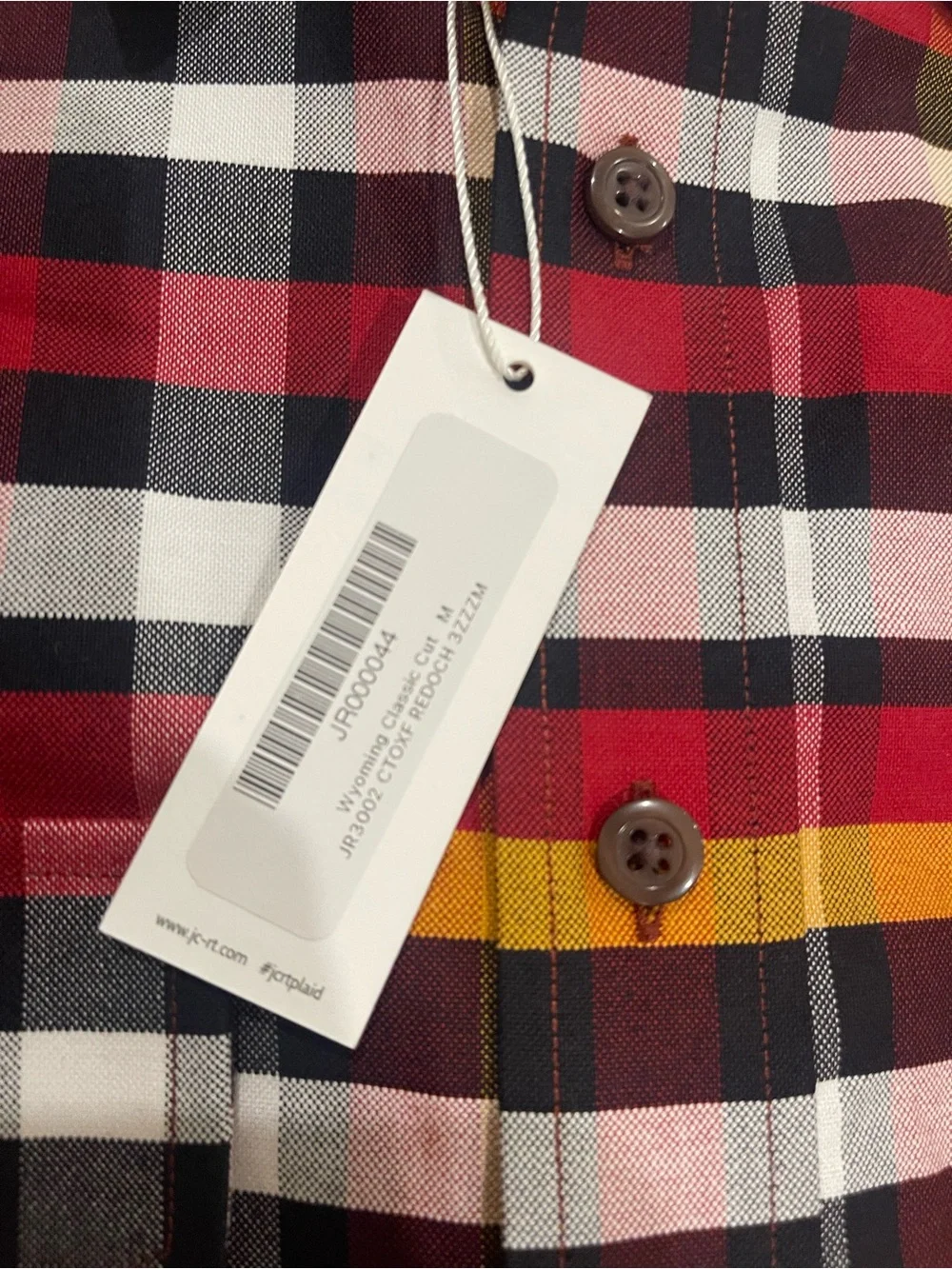 NWT JcRT Men's Red & Black Plaid Button-Up Shirt size m